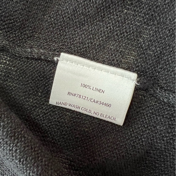 Eileen Fisher Open Front Half Sleeves 100% Linen Cardigan in Black, size PS - Picture 6 of 8